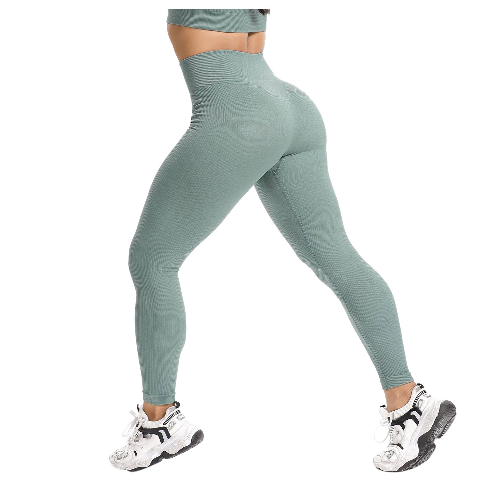 thumbnail image 4 of Leggings de entrenamiento para mujer: color liso, cintura elástica, poliéster, corte ajustado, pantalones deportivos informales de verano para correr/yoga, tallas S-M-L, 4 of 6